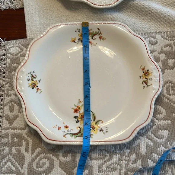 Large Plate/Bowls 11” Homer Laughlin Orange Line Floral Rare 1930s Era Set of 4 - Picture 5 of 5